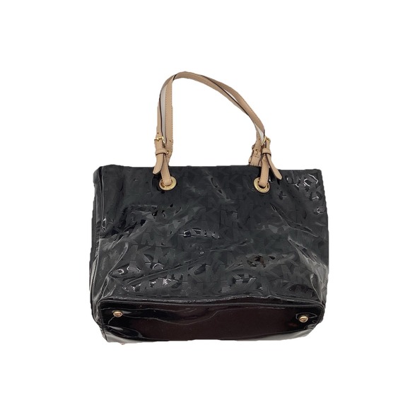 Michael Kors Jet Set Black Tote Shoulder Purse Bag in Signature MK Pattern - Picture 1 of 11